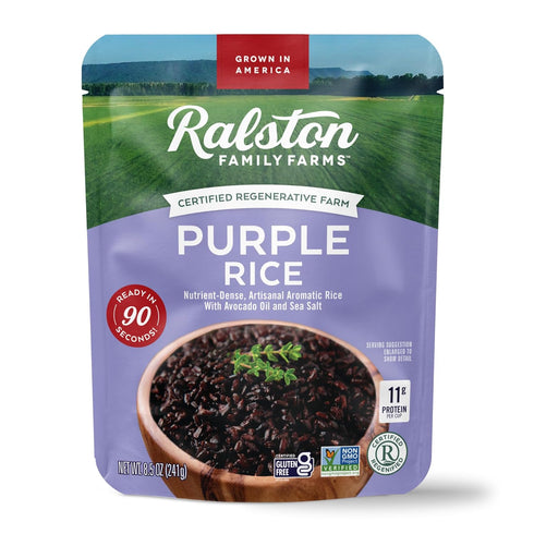 8.5 OZ, 90 6 Pack Ralston Family Farms Purple Rice, Ready in Seconds