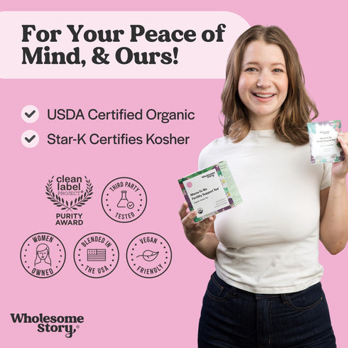 15 Organic Fertility Tea for Women w Red Raspberry Leaf, Cinnamon Bark, Spearmint & Nettle Leaf, Chamomile & Red Clover