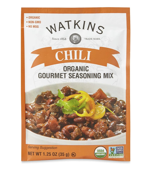 Watkins Organic Chili Gourmet Seasoning Mix, 1.25 oz. Packets (Pack of 12)