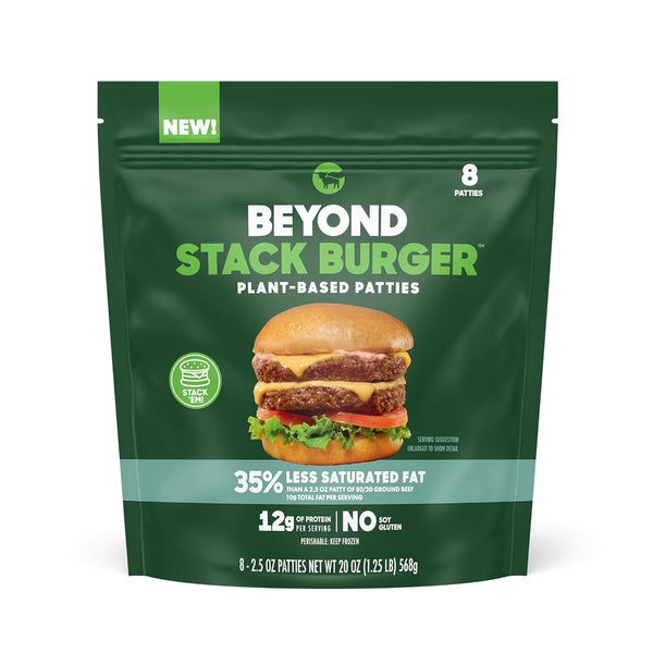 Beyond Meat Stack Burger Plant-Based Patties, 2.5 Ounce Each (Pack of 8)