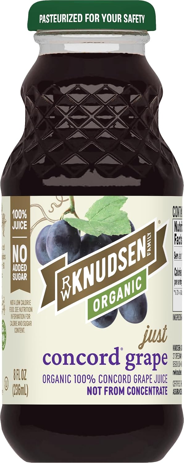 R.W. Knudsen Organic Just Concord Grape Juice, 8 fl oz (12 Pack)