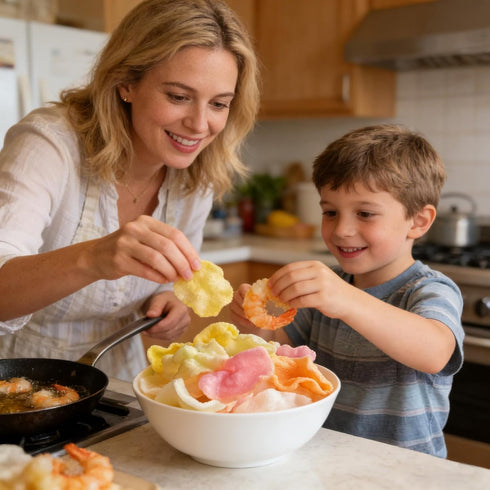 WYLSBSP Crackers17.6oz/500g,Shrimp Coloured Prawn Crackers Easy to Make for DIY Parent-Child Cooking, Crispy Prawn