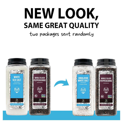 39 oz (2.4 lb) 18oz (1.1 lb) Soeos Himalayan Sea Salt, + Whole Black Peppercorns, White Himalayan Salt Coarse Grain