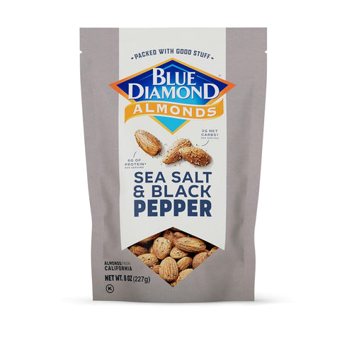 Blue Diamond Almonds, Premium Sea Salt and Black Pepper Flavored Snack Nuts