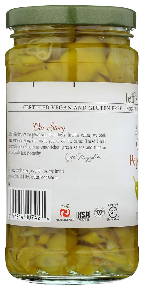 12 oz Jeff's Naturals Sliced Golden Greek Peperoncini