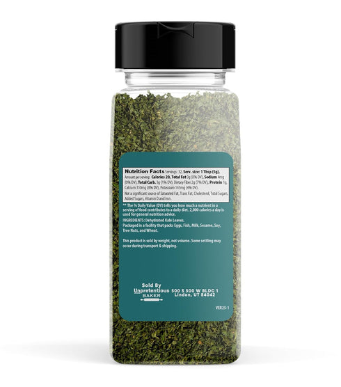 (2 Unpretentious Kale Flakes Cups) Dehydrated Vegetable for Soups, Shakes, Casseroles, Pastas, Salads
