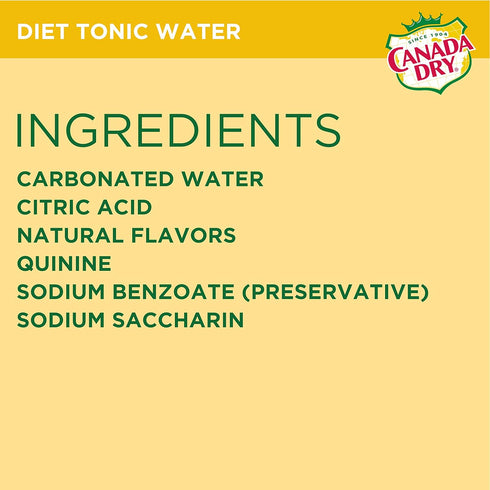 10 6 Count Canada Dry Diet Tonic Water, Fluid Ounce Plastic Bottle