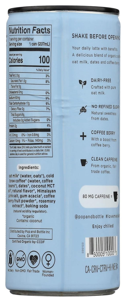 8 Oz Pop And Bottle, Latte Oat Milk Classic Antioxidants, Fl