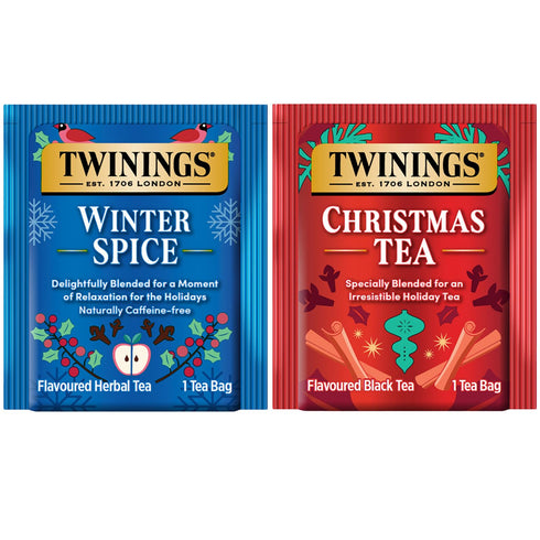 2-Pack 20 Twinings Holiday Sweet & Spicy Tea Variety Caffeinated Tea and Caffeine-Free Winter Spice Herbal, Christmas