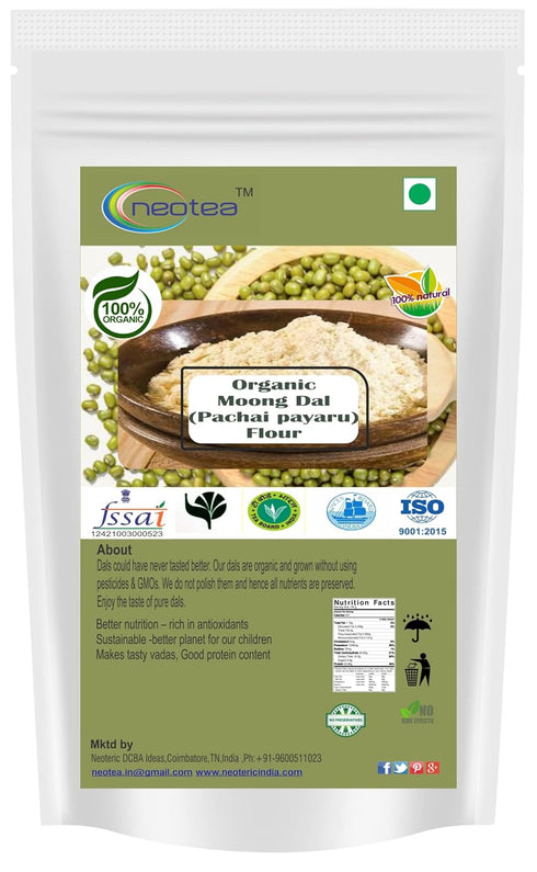 Neotea Organic Pachaipaiyeer Maavu (Moong dal) Flour, 500 gm