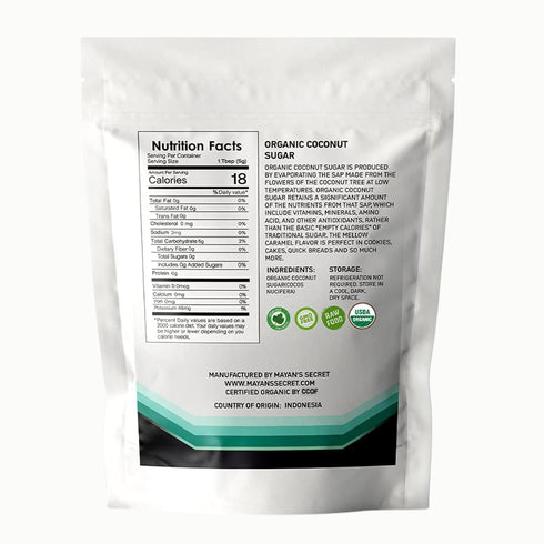 2 lbs Mayan's Secret USDA Certified Brown Coconut Sugar Organic for Baking - Low Glycemic | Unrefined | Trace Minerals