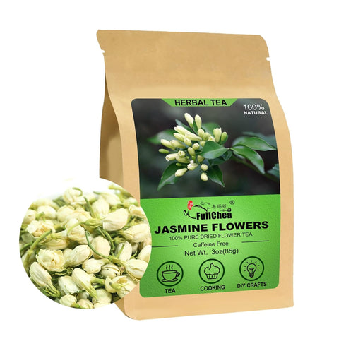 FullChea - Dried Jasmine Flowers, 3oz/85g - Premium Edible Flowers Whole Buds