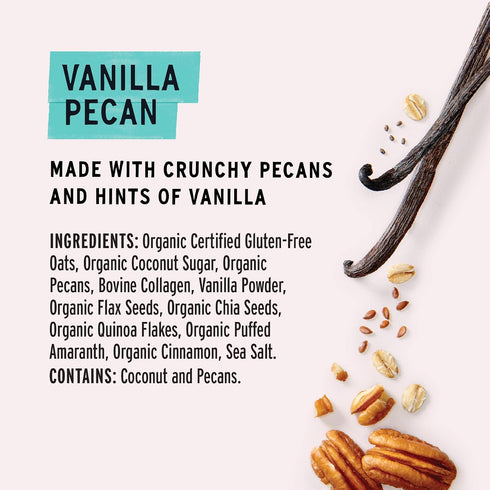 by purely elizabeth. 8 Oz (Pack 6) Purely Elizabeth Vanilla Pecan Superfood Oatmeal, with Collagen, Gluten Free