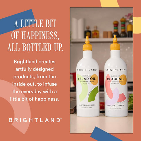 100% 750ml Brightland Everyday Salad Oil, Tossng, Mixing & Dressing - Extra Virgin Olive Oil with Squeeze Bottle - High