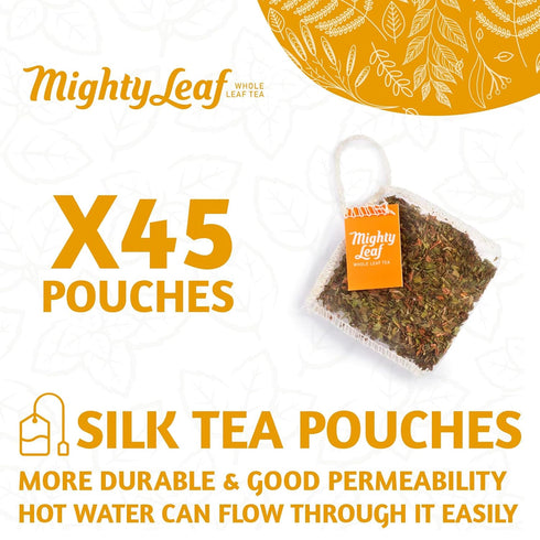 15-Count 1.32 Oz (Pack 3) Mighty Leaf Organic Tea, Mint Melange, Whole Leaf Pouches