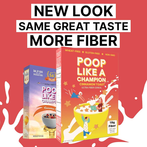 Poop Like A Champion High Fiber Cereal - Cinnamon Toast Flavor | Keto Friendly Low Carb Gluten Free & Healthy |