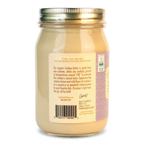 Gopal's 16 (456 Organic RAW Cashew Butter, USDA Organic and Gluten-Free, Creamy and Unsalted, Ounce Grams) Glass Jar