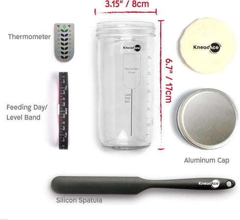 24oz 2 Set KneadAce Sourdough Starter Kit Starter Jar, Cotton Rope Banneton Proofing Baskets, Magnetic Bread Lame