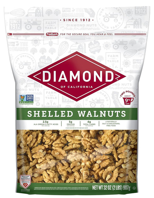 Diamond of California Shelled Walnut Halves and Pieces, Pre-Shelled Raw Walnuts for
