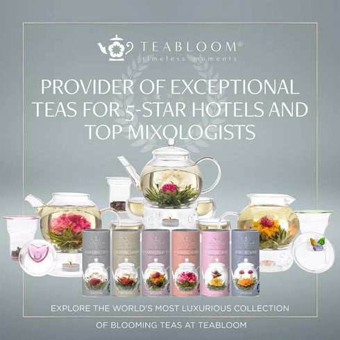 Teabloom Flowering Tea, 12 Unique Varieties of Blooming Tea Flowers, 12-Pack Gift Canister