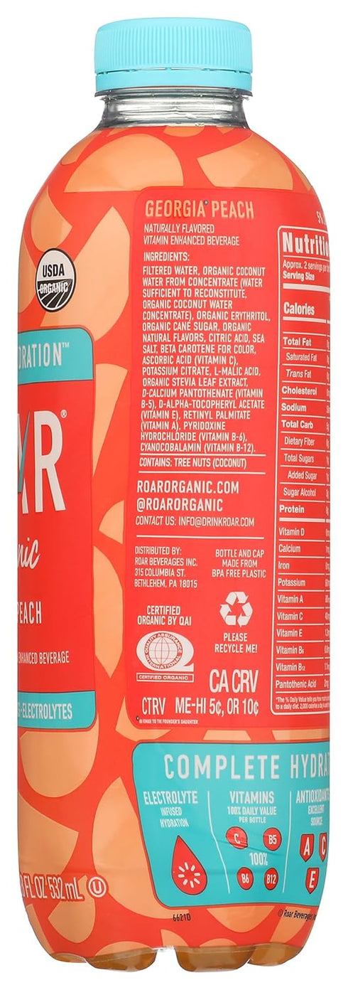 18 Oz Roar, Drink Hydration Georgia Peach Organic Fl