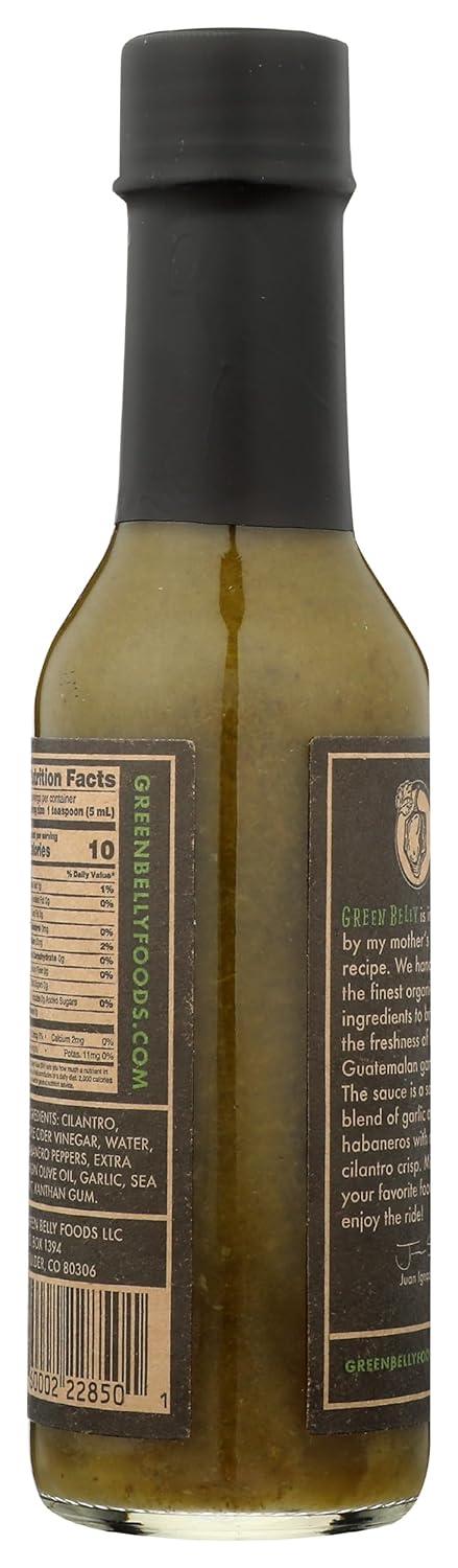 Green Belly Foods 5.2oz Green Belly Hot Sauce: uses Cilantro, Habanero, Garlic & Organic Apple Cider Vinegar
