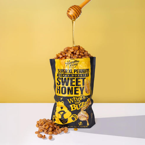 40 oz (1 Pack) Hampton Farms - Super Extra-Large Sweet Honey Roasted Peanuts Resealable Bag Crunchy Glazed Snack