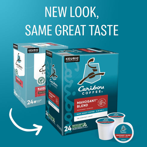 96 Count (Pack 4) Caribou Coffee Mahogany Keurig Single-Serve K-Cup Pods, Dark Roast Coffee