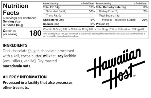 Hawaiian Host 7 Oz Founders Collection - Dark Chocolate Macadamia Nuts - Gift Box
