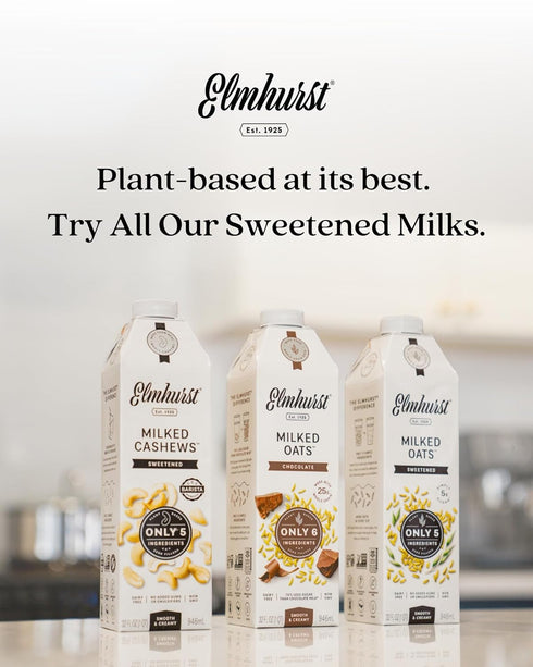 1925 32 (Pack 6) Elmhurst Sweetened Cashew Milk - Ounce of Dairy-Free, Vegan, Kosher, Gluten-Free, Shelf Stable Plant