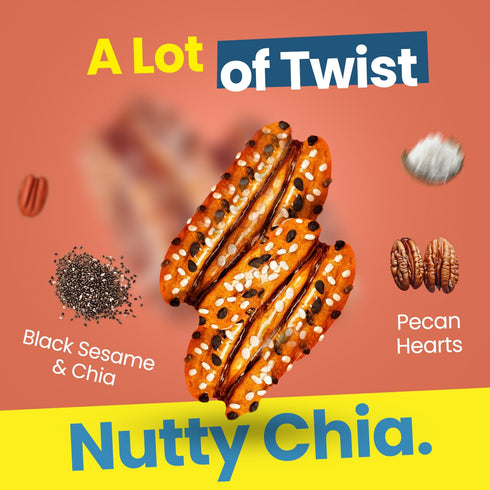 Yomms 3.5 oz, 3.5oz Nutty Chia Glazed Whole Pecan Halves, Gluten-Free & Non-GMO Healthy Dessert Snack Low Sugar Chia