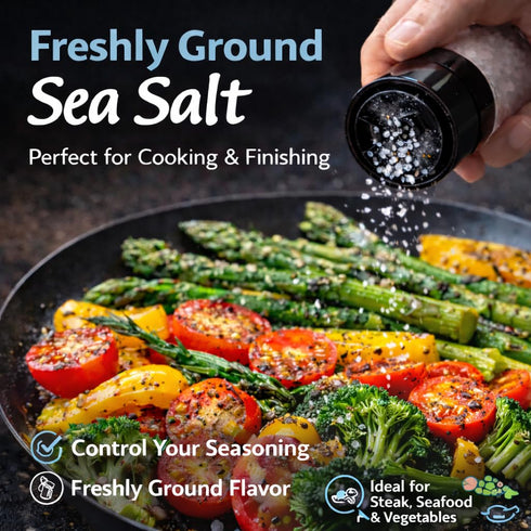 100% (6 oz) Gourmet Baja California Sea Salt Grinder Pacific Ocean Mineral Salt Natural & Unrefined Coarse Sea Salt