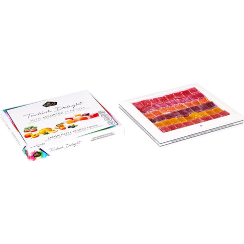 42 16 oz. (Pack 2) Cerez Pazari Turkish Delight Candy With Assorted Flavors, Gourmet Medium Size Snacks Gift Box, Sweet