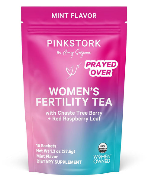 Pink Stork Fertility Tea for Conception and Hormone Balance, Organic Mint, 15 Sachets