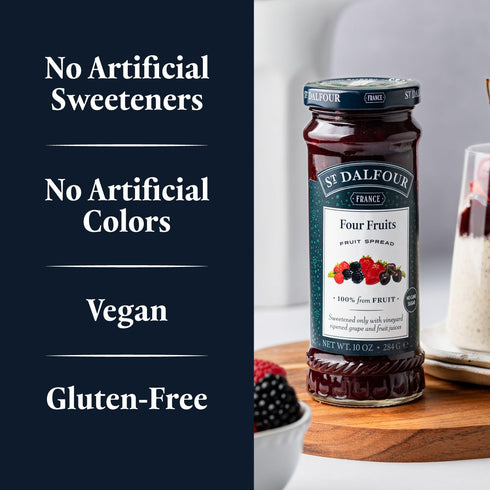 10oz 100% St. Dalfour Four Fruits Fruit Spread - - from Fruit, No Artificial Ingredients, Non-GMO, No Cane Sugars, All