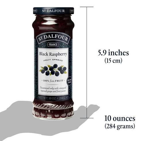10oz 100% Pack 6 St. Dalfour Black Raspberry Fruit Spread - - from Fruit, No Artificial Ingredients, Non-GMO, No Cane