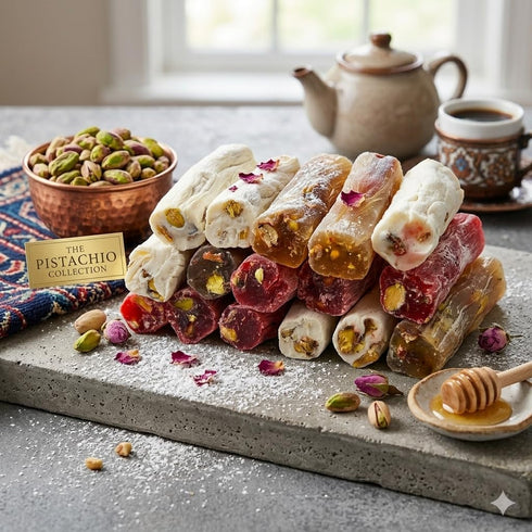 12.3 oz (350g) arba Handmade Turkish Delight Mix Turkish Delights Candy Sticks Pistachio Filled Premium Gourmet Sweet