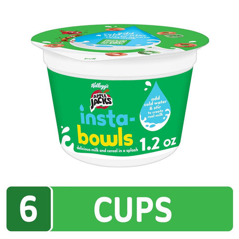 Apple Jacks (6 Insta-Bowls Cold Breakfast Cereal, Instant Cereal, Kids Snacks, Original Cups)