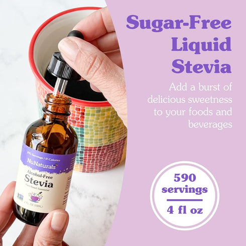 NuNaturals Sugar-Free Liquid Stevia Sweetener - Unflavored, Zero Calorie, Plant-Based