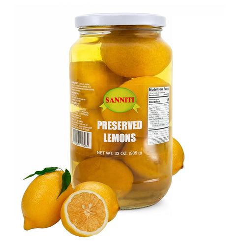 33 oz Sanniti Preserved Lemons, Whole Preserved Lemons in Brine | Bold Citrus Flavor for Cooking & Marinades