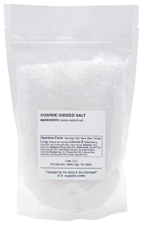 16 Iodized Salt for Grinder, Coarse Iodized Salt for Grinder Refill Ounce Resealable Bag