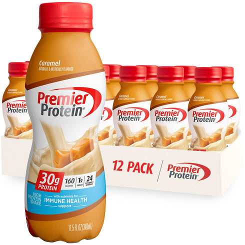 Premier Protein Liquid Protein Shake, Caramel, 30g Protein, 11.5 fl oz Bottle (12 Pack)