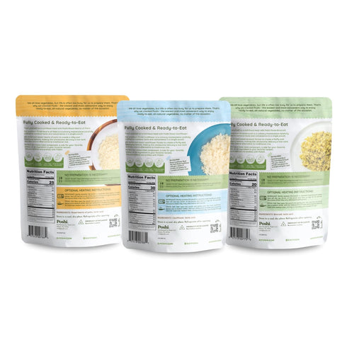 Pack (7oz, 6 Pack) POSHI Riced Vegetables Variety | Ready to Eat, All Natural, Non GMO, Low Calorie + Carb, Gluten