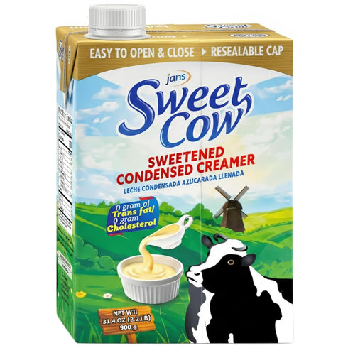 Jans Sweet Cow Sweetened Condensed Milk 31.4 oz Resealable Tetrapak, Shelf Stable