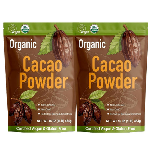 Amgwhhoo 452g/2pack, (2 lbs - 32 Oz), Premium Organic Cacao Powder - 100%