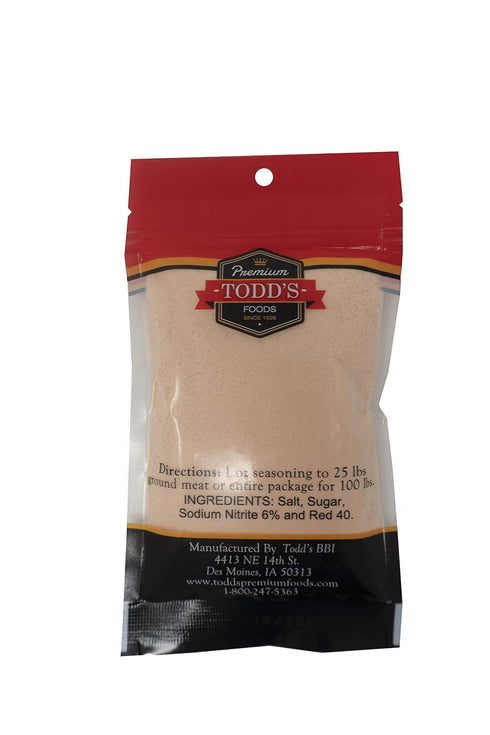 4 oz. 100 lb. Todd's Quick Cure Enough for up to of ground meat.