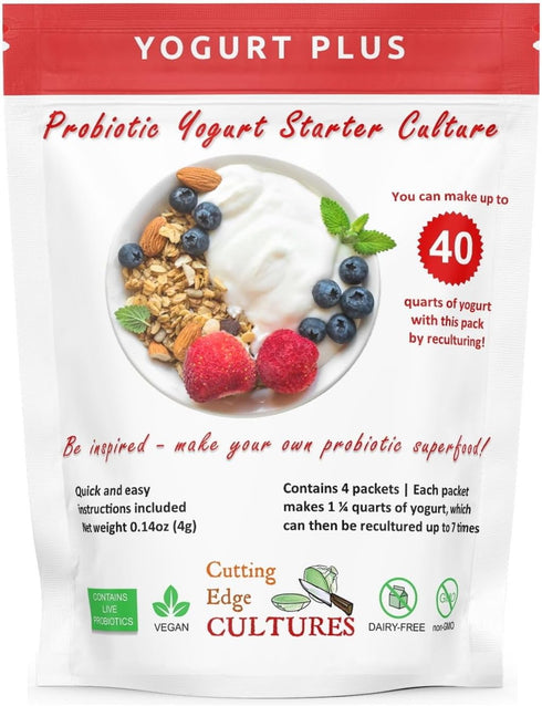 Cutting Edge Cultures Yogurt Plus Probiotic L. Reuteri B. Longum L Plantarum Starter 4 Grams