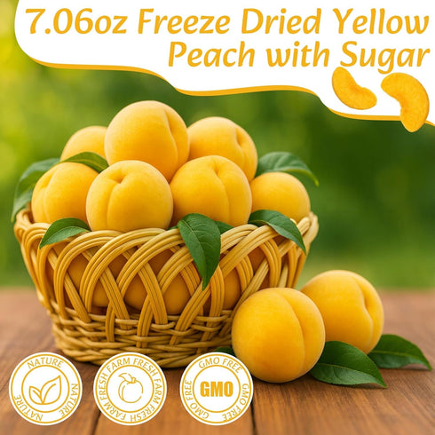 Nahasahr 7.06oz 100% Smoothies(200g) Freeze Dried Yellow Peach Slices- Nature Dehydrated Peaches Chips with Sugar