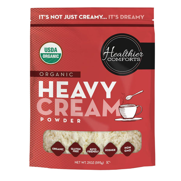 Healthier Comforts Organic Heavy Cream Powder (72% Butterfat) | Certified USDA Organic,