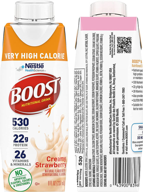 Pack, 12 Count 4 4 4 530 8 oz Pack) BOOST Very High Calorie Nutritional Drink Variety Vanilla, Chocolate, Strawberry